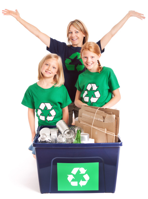 happy family recycling